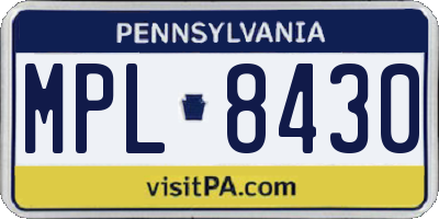 PA license plate MPL8430