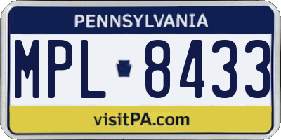 PA license plate MPL8433