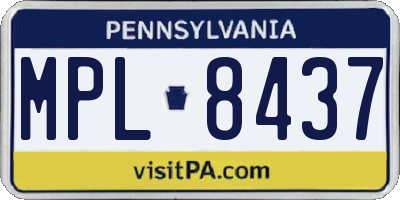 PA license plate MPL8437