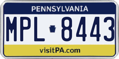 PA license plate MPL8443