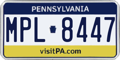 PA license plate MPL8447