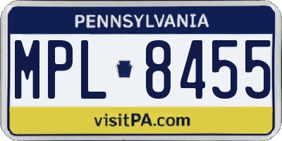 PA license plate MPL8455
