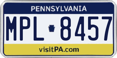 PA license plate MPL8457