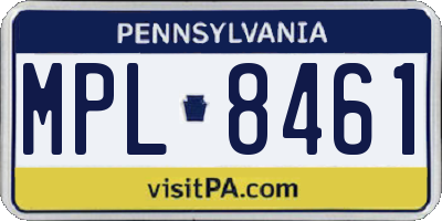 PA license plate MPL8461