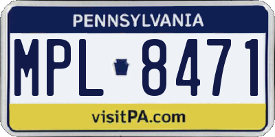 PA license plate MPL8471