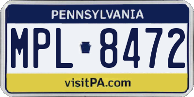 PA license plate MPL8472
