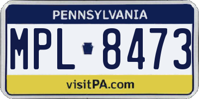 PA license plate MPL8473
