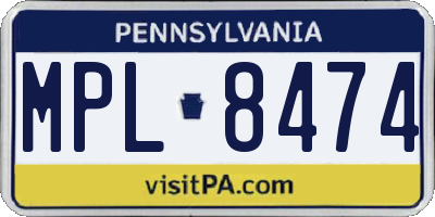 PA license plate MPL8474