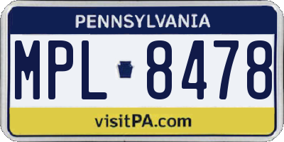 PA license plate MPL8478