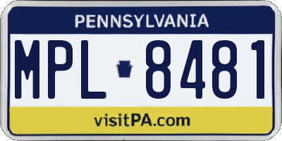 PA license plate MPL8481