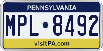PA license plate MPL8492