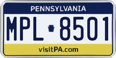 PA license plate MPL8501