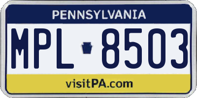 PA license plate MPL8503