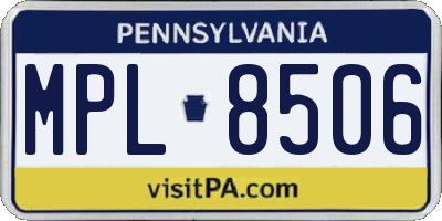 PA license plate MPL8506