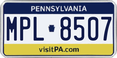 PA license plate MPL8507