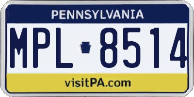 PA license plate MPL8514