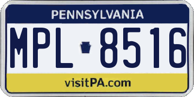 PA license plate MPL8516