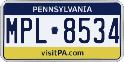 PA license plate MPL8534