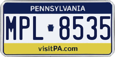 PA license plate MPL8535