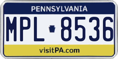 PA license plate MPL8536