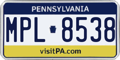 PA license plate MPL8538