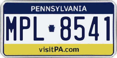 PA license plate MPL8541