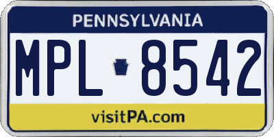 PA license plate MPL8542