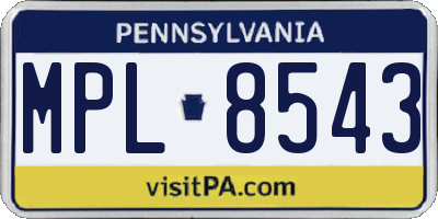 PA license plate MPL8543