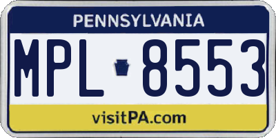 PA license plate MPL8553