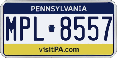 PA license plate MPL8557