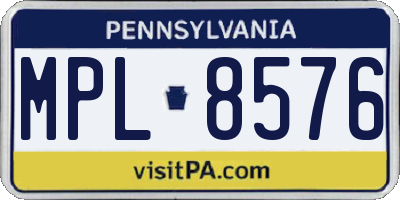 PA license plate MPL8576