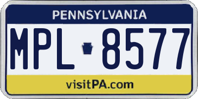 PA license plate MPL8577