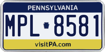 PA license plate MPL8581