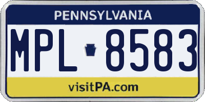 PA license plate MPL8583