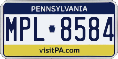 PA license plate MPL8584