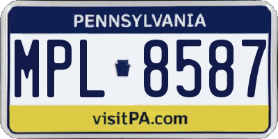 PA license plate MPL8587
