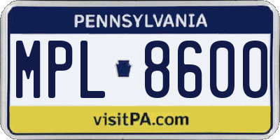 PA license plate MPL8600
