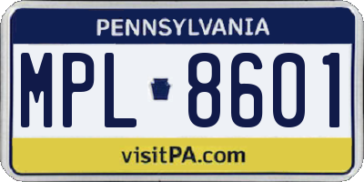 PA license plate MPL8601