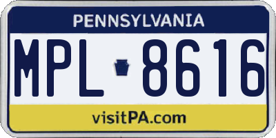 PA license plate MPL8616