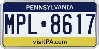 PA license plate MPL8617