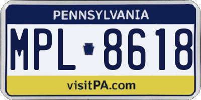 PA license plate MPL8618