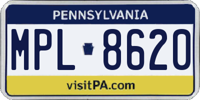 PA license plate MPL8620