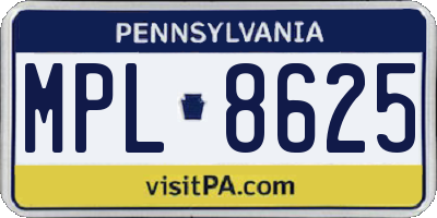 PA license plate MPL8625