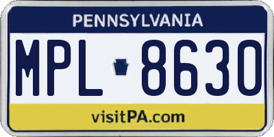 PA license plate MPL8630