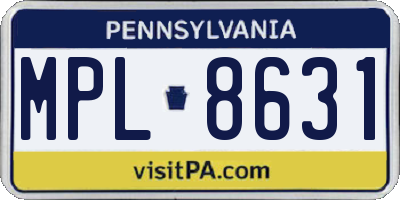 PA license plate MPL8631
