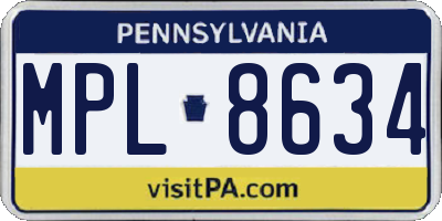 PA license plate MPL8634
