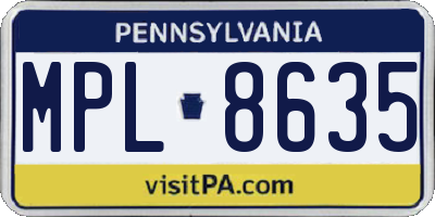 PA license plate MPL8635