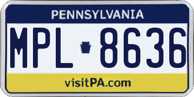 PA license plate MPL8636
