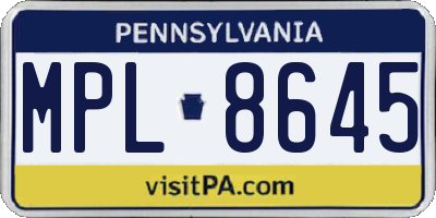 PA license plate MPL8645