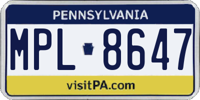PA license plate MPL8647
